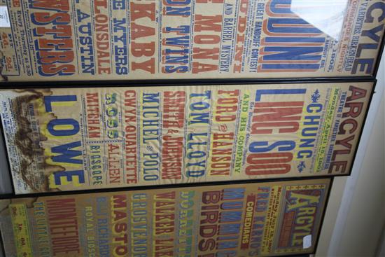A collection of six Argyle Theatre of Varieties playbills, largest 35 x 11in.
